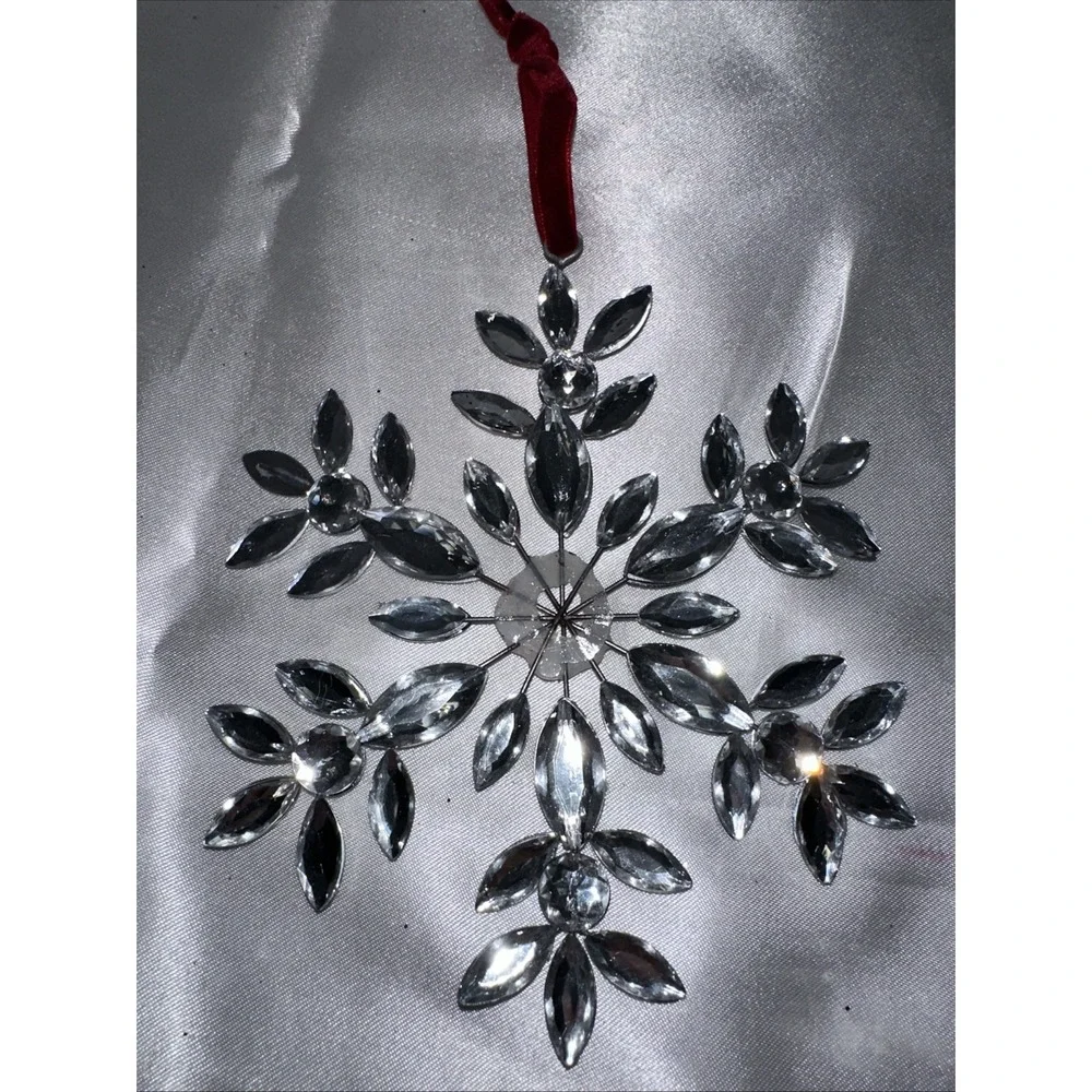 Pier One Snowflake Ornament Shiny Gem bling Decoration Needs TLC Repair